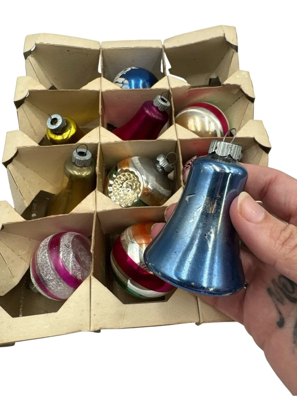 Vintage Shiny Brite Glass Christmas Ornaments Lot 12 Mixed Mercury USA